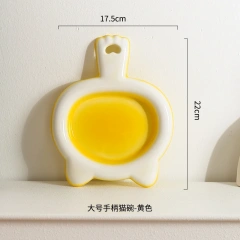 Creative Ceramic Drinking Water Food Bowls, Anti Overturning Neck Protection, Cute Tablet handle Cat Bowl, Pets Supplies, 1Pc