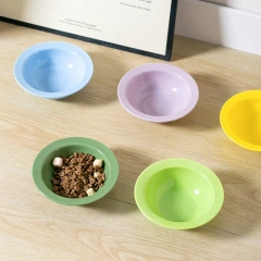 Aesthetic Ceramic Pet Bowl - Instagram Style Pastel Colors with Guarded Rim, Anti-Black Chin Design for Cats & Small Dogs