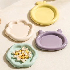Factory Custom Wholesale Popular Cute Ceramic Pet Puppy Plate Bowl Cat Dog Food Feeding Bowl Kitten Cat Food Ceramic Bowl Plate