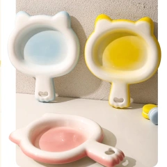 Creative Ceramic Drinking Water Food Bowls, Anti Overturning Neck Protection, Cute Tablet handle Cat Bowl, Pets Supplies, 1Pc