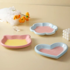 Love Cat Plate Dog Bowl Not Easily Knocked Over Hand Painted Cat Bowl Ceramic Cat Food Bowl Cat Rice Bowl Canned Snack Bowl