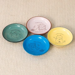 Creative Eco-Friendly Ceramic Pet Bowl with Bowl Rack and Can Plate for Cats Dogs Anti-Tip Lightweight Non-Slip Drinking Bowl