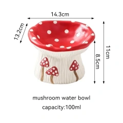 Cute Mushroom Ceramic Elevated Slow Feed Bowl for Small Dogs Cats Raised Anti Gulp Dish Pet Food Water