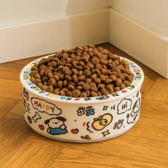Anti-Tip Design Ceramic Cat Bowl High Temperature Resistance Cervical Protection Cat Food Bowl Cartoon Pet Food Bowl Pet Care