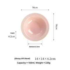 Aesthetic Ceramic Pet Bowl - Instagram Style Pastel Colors with Guarded Rim, Anti-Black Chin Design for Cats & Small Dogs