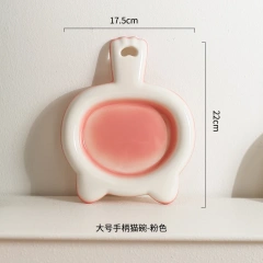 Creative Ceramic Drinking Water Food Bowls, Anti Overturning Neck Protection, Cute Tablet handle Cat Bowl, Pets Supplies, 1Pc