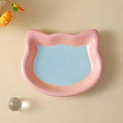 Love Cat Plate Dog Bowl Not Easily Knocked Over Hand Painted Cat Bowl Ceramic Cat Food Bowl Cat Rice Bowl Canned Snack Bowl