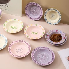 Cute Creative Cartoon Border Flying Saucer Ceramic Cat and Dog Bowl