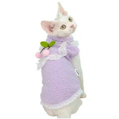 High Quality Cat Solid Christmas Winter Warm Eco-friendly Cute Velvet Vest Clothes for Cat Apparel