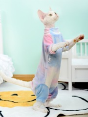 Fenice-Cat Tie-Dye Clothes Base, Silver Fox Velvet, Four-Legged Clothes,