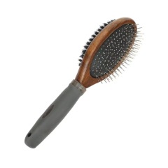 Stainless Steel & Wooden Double-Sided Pet Comb for Cat Grooming and Dog