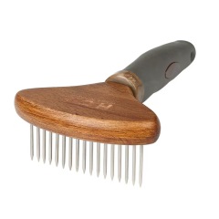 Stainless Steel & Wooden Double-Sided Pet Comb for Cat Grooming and Dog