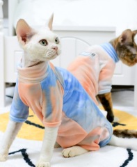 Fenice-Cat Tie-Dye Clothes Base, Silver Fox Velvet, Four-Legged Clothes,