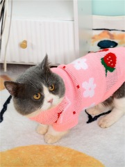 Winter Cat Sweater Thick Needle Warm Elastic Cartoon Print Pet Coats