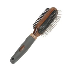 Stainless Steel & Wooden Double-Sided Pet Comb for Cat Grooming and Dog