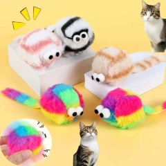 4pcs Cat Chewing Plush Toy Simulated Mouse Squeaky Cute Interactive Kitten Toy Bite Resistant Teeth Cleaning Cat Toy Supplies