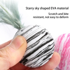 New 1Pc Delicate Cat Toy Star Balls Plus Feather High Quality EVA Material Light Foam Ball Throwing Funny Interactive Plush Toy