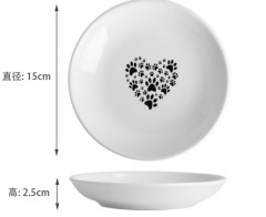 6inch Eco-Friendly Ceramic Flat Cat Plates Indoor Cats Shallow Bowls
