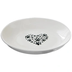 5.5inch Eco-Friendly Ceramic Flat Cat Plates Indoor Cats Shallow Bowls Whisker-Friendly Wet Food Dishes for Cute Kittens