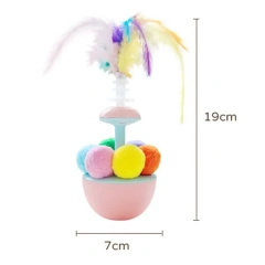 Cat Tumbler Toy with Feather Plush Balls Tumbler Cat Teaser Toy Self-Play Feather Teasing Wand for Cats Anxiety Boredom Relief