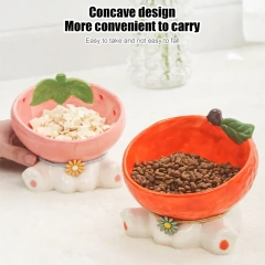 Cat Fruit Ceramic Bowl Elevated Pet Food Water Bowls Raised Small Dogs Tilted Drinking Eating Feeders Puppy Cats Accessories