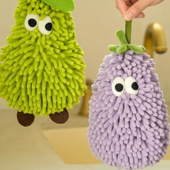Hand Towel for Kitchen and Bathroom Banana/Strawberry Shaped Hanging Washcloth Chenilles Cloths Soft Absorbent Towel