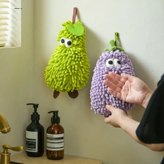 Hand Towel for Kitchen and Bathroom Banana/Strawberry Shaped Hanging Washcloth Chenilles Cloths Soft Absorbent Towel