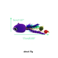 2025 Latest Interactive Cat Toy Colorful Mouse Shaped Pet Cat Plush Toy Feather Hemp Rope Teaser Catnip Toys for Cat for Chewing