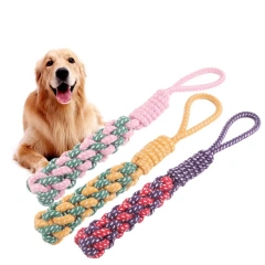 Dog Rope Chew Toy Durable Cotton Braided Rope Puppy Kitten Teeth Cleaning Toys Outdoor Training Pet Supplies