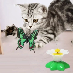 Electric Automatic Rotating Butterfly Cat Toy Interactive Kitten Teaser with Flapping Wings for Indoor Cats Play Exercise