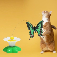Electric Automatic Rotating Butterfly Cat Toy Interactive Kitten Teaser with Flapping Wings for Indoor Cats Play Exercise