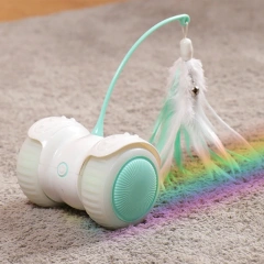 New Feather Sticks Interactive Motorised Remote Control Car Toy Led Luminous Electric Funny Cat Automatic Car Teaser Toy for Toy