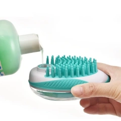 Self Cleaning Pet Dog Cat Grooming Hair Brush Pet Dog Bath Brush With Shampoo Dispenser