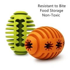 Pet Toy Rubber Rugby Football Shape Ball Storage Leaky Food Ball Chew Bite Resistant Teeth Cleaning Dog Chewing Playing Feeding