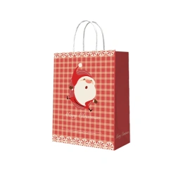 Merry Christmas Printed Custom Present Candy Clothes Packaging Bags Large Customized Recyclable Kraft Christmas Paper Gift Bags