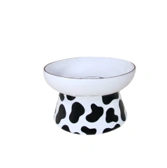 Cartoon Printed Design Cute Ceramic Elevated Dog Bowl for Cats Durable