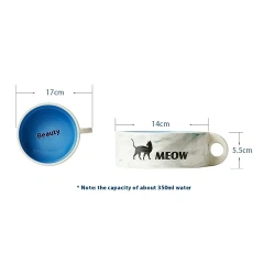 New Design Ceramic Large Diameter Anti-Knock Fashion Eco Friendly Cat Rice Bowl Pet Dog Ceramic Food Water Food Bowl With Handle