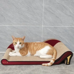 60 leopard print high heels Durable Wooden and Cardboard Cat Scratcher Sofa-Shaped Cat Sofa Bed With Corrugated Scratch