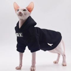 DUOMASUMI Cat Hoodie for Hairless Breeds - Fashion Spring/Fall Pullover for Sphynx, Devon Rex, Cornish Rex& Abyssinian Cats