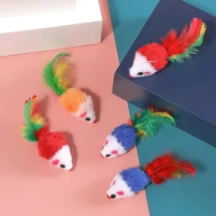 Hanging Mouse and Cat Toy Accessories Gray Colored Fur Mouse Shaped Sound Plush Mouse and Cat Toy