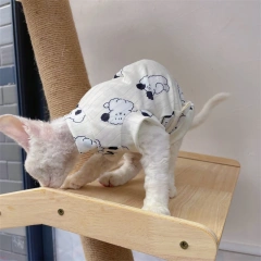 Breathable Cool Fabric T-shirt for Sphynx Cat Cartoon Summer Vest For Kittens Spring Sweet Pink Soft Loungewear for Devon Rex