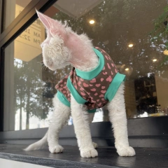 Summer Light Cotton Vest for Devon Rax Skin-friendly Soft Pink Leopard Print T-shirt for Hairless Cat Thin Spring Coat for Pet