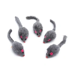 Hanging Mouse and Cat Toy Accessories Gray Colored Fur Mouse Shaped Sound Plush Mouse and Cat Toy