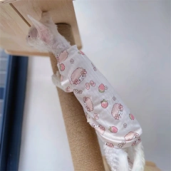 Breathable Cool Fabric T-shirt for Sphynx Cat Cartoon Summer Vest For Kittens Spring Sweet Pink Soft Loungewear for Devon Rex
