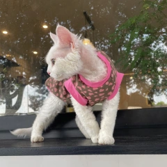Summer Light Cotton Vest for Devon Rax Skin-friendly Soft Pink Leopard Print T-shirt for Hairless Cat Thin Spring Coat for Pet