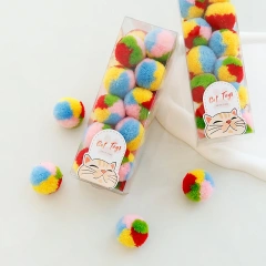 Plush Colorful Ball Set Pet Stretch Polyester Hairball Cat Toy Set