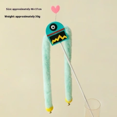 New Eco-Friendly Plush Cat Toys Long Hair Strips Teasing Sticks with Bells Robotic Teasers for Happy Cats