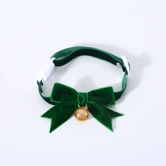 Cat Necklace Velvet Bow Collar with Bell Puppy Grooming Accessories Adjustable Soft Anti-choking Pets Outdoor Walking Supplies