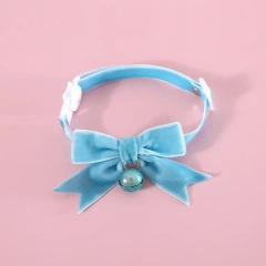 Cat Necklace Velvet Bow Collar with Bell Puppy Grooming Accessories Adjustable Soft Anti-choking Pets Outdoor Walking Supplies