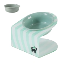 Ceramic Elevated Cat Food and Water Bowls with Stand, Anti-Slip Raised Pet Feeder for Cats and Small Dogs